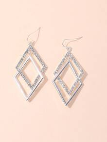 1 Quyến Rũ Hợp Kim Kẽm Kim Cương Giả Trang Trí Hình Học Bông Tai Giọt Dành Cho Nữ Trang Trí Hàng Ngày - Bạc - Xem 4