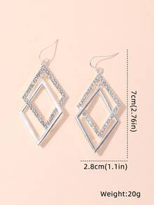 1 Quyến Rũ Hợp Kim Kẽm Kim Cương Giả Trang Trí Hình Học Bông Tai Giọt Dành Cho Nữ Trang Trí Hàng Ngày - Bạc - Xem 5