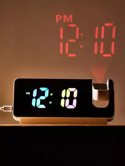 1pc Projection Function Colored-Words Desk Clock,Home Decor ,Room Decor Digital Clock Alarm Clock Bedroom Decor Dormitory Decor Back To School School Decor School Surprise