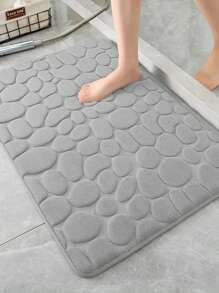 1 Thảm Tắm Dập Đá Đá Cuội, Thảm Nhà Tắm Polyester Chống Trơn Trượt Tối Giản Cho Phòng Tắm - Xám - Xem 1