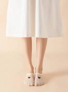 10pairs Women Heart Pattern Casual Invisible Socks, For Summer