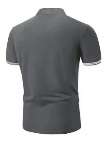 Manfinity Homme 男士條紋飾邊POLO衫 - 灰色 - 查看 2