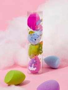 SHEIN X Care Bears 4pcs/Set Makeup Sponge Set,Cheer Bear, Grumpy Bear,Good Luck Bear,Share Bear - Multicolor - View 1