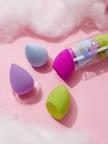 SHEIN X Care Bears 4pcs/Set Makeup Sponge Set,Cheer Bear, Grumpy Bear,Good Luck Bear,Share Bear - Multicolor - View 6