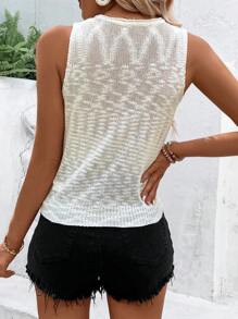 Breezaya 星星圖案扭結下擺針織上衣 - 米色 - 查看 2