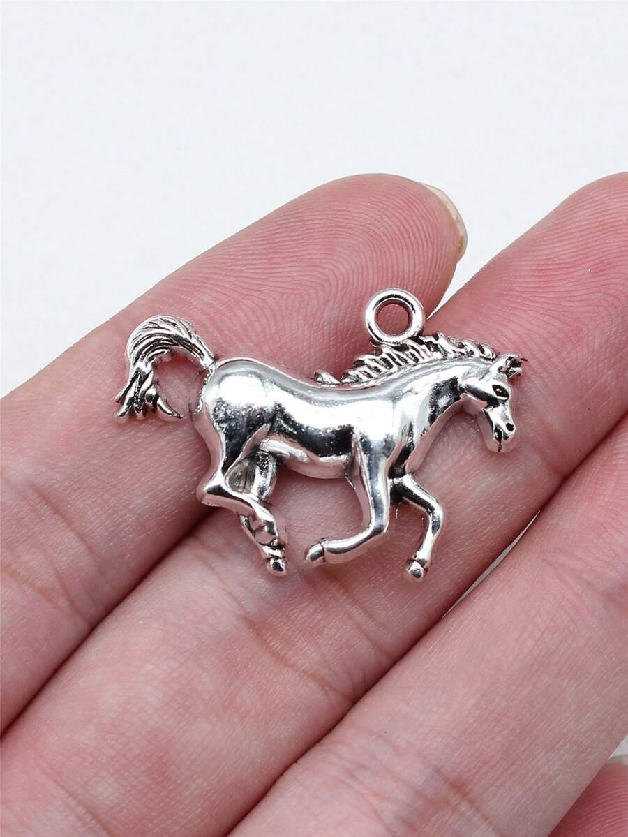4 cái/bộ Ngựa Tự Làm Mặt Dây Chuyền - Ancient Silver - Xem 1