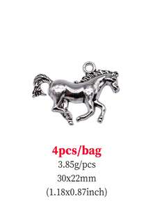 4 cái/bộ Ngựa Tự Làm Mặt Dây Chuyền - Ancient Silver - Xem 2