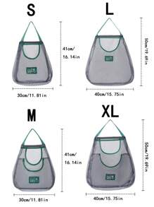 1pc Fiber Vegetable Storage Bag, Letter Patch Decor Hanging Mesh Food Storage Bag For Kitchen