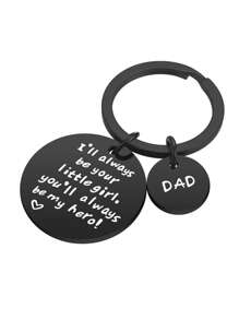 1 Móc khóa khẩu hiệu khắc bằng thép không gỉ Quà tặng cho bố của con gái - Móc khóa bố đen Quà tặng cho Ngày của Cha, Quà tặng sinh nhật cho bố thông thường - Đen và trắng - Xem 4