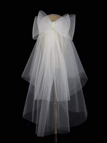 1 cái nơ và ngọc trai giả trang trí cho cô dâu thanh lịch cho tiệc cưới trang phục mùa thu dành cho phụ nữ - trắng - Xem 1