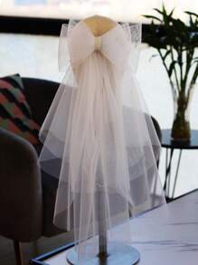 1 cái nơ và ngọc trai giả trang trí cho cô dâu thanh lịch cho tiệc cưới trang phục mùa thu dành cho phụ nữ - trắng - Xem 7