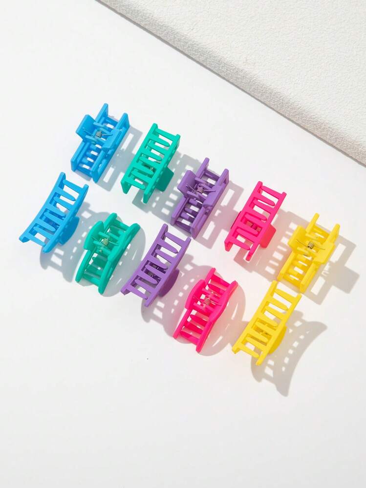 กิ๊บหนีบผม 10 ชิ้น ผู้หญิง เสี้ยววงกลม ทรงสี่เหลี่ยมผืนผ้า แฟชั่น มินิ สำหรับประดับผม - มัลติคัลเลอร์ - ดู 2
