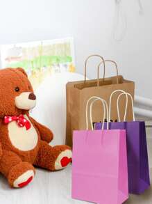 TIMBLESSING 4pcs Paper Gift Wrapping Bag, Solid Color Gift Bag For Party - Pink - View 2