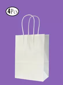 TIMBLESSING Túi gói quà bằng giấy 4 cái, Túi quà màu trơn cho bữa tiệc - trắng - Xem 1