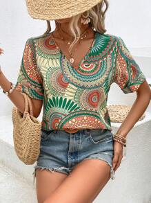 Breezaya Mandala Print Blouse - Multicolor - View 3