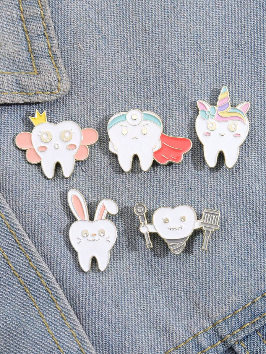5pcs Cartoon Design Brooch - Multicolor - View 1