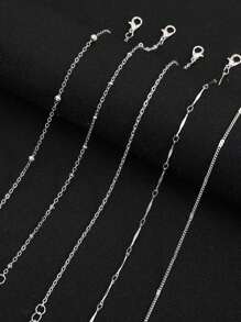 5入組極簡鏈式腳鏈銅首飾類 - 銀色 - 查看 5