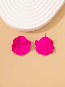 1 对不对称耳钉 - 玫紅色 - 查看 3