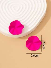 1 对不对称耳钉 - 玫紅色 - 查看 4