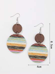 Bông tai hình tròn họa tiết sọc - Nhiều màu - Xem 3
