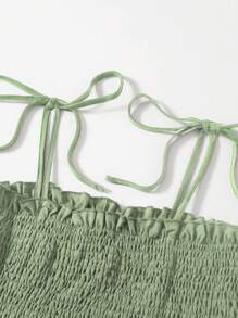 Chiquease 素色荷葉邊吊帶上衣 - 綠色 - 查看 4
