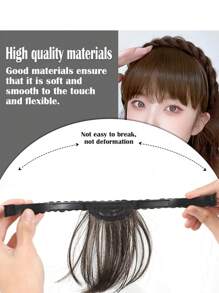 Short Straight Synthetic Hair Bangs With Headband - Chocolate Brown - View 3