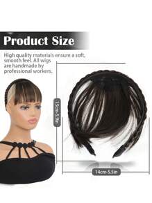 Short Straight Synthetic Hair Bangs With Headband - Chocolate Brown - View 4