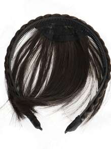 Short Straight Synthetic Hair Bangs With Headband - Chocolate Brown - View 5