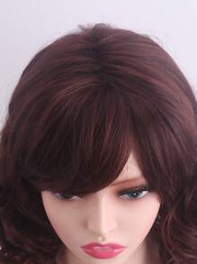 Tóc Giả Tổng Hợp Xoăn Ngắn Có Bangs - màu nâu - Xem 5