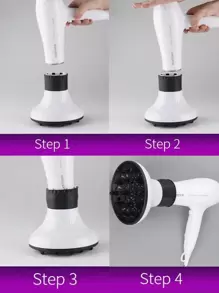 吹风机扩散器喷嘴，蜗牛卷发丰盈器，可调节以适应 1.5 英寸 - 2.7 英寸的吹风机，适用于市场上 90% 以上的吹风机设计，返校、旅行度假必备品，女士发饰 - 彩色 - 查看 4