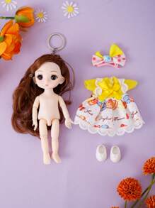 1入組女士卡通玩偶可愛鑰匙圈 - 黃色 - 查看 2
