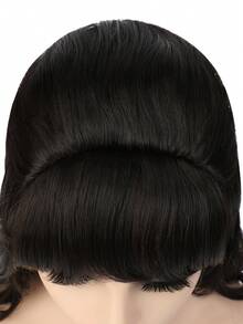 Peluca sintética largo ondulado con tupe - Negro - Ver 6