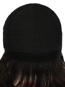 Peluca sintética largo ondulado con tupe - Negro - Ver 8