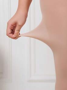 Plus Size Solid Cut Out Tights - Apricot - View 6