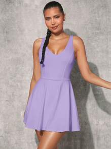 VARSITIE Váy Thể thao Nữ Cắt ra màu trơn - Màu Lilac Tím - Xem 1