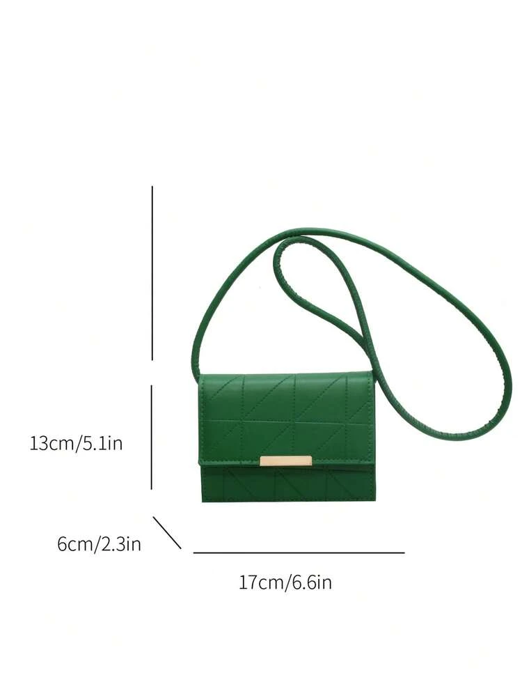 Mini Flap Square Bag Stitch Detail Metal Decor Green - Green - View 6