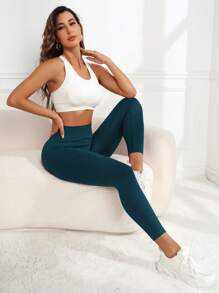 Yoga Basic Solid Tummy Control Sports Leggings