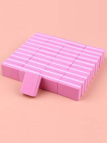 50 件迷你泡沫指甲锉方形指甲抛光工具指甲修形美甲工具，粉色 - 粉色 - 查看 2