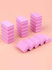 50 件迷你泡沫指甲锉方形指甲抛光工具指甲修形美甲工具，粉色 - 粉色 - 查看 3