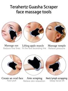 Facial Massage Tool Gua Sha Board 1pc Natural Terahertz Stone Gua Sha Scraping For SPA Therapy Trigger Point Treatment And Mitigation Deep Tissue Of Tensions And Pains Skincare Tools - Black - View 4