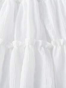 Chicas Vestido de hombros descubiertos con fruncido ribete bajo con fruncido - Blanco - Ver 3