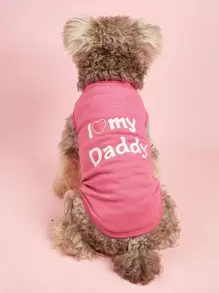 1件“我爱爸爸”宠物衣服，夏季透气可爱狗狗/猫咪背心，薄款面料，适合贵宾犬、斗牛犬等犬种。 - 玫紅色 - 查看 1