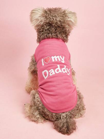 1 pieza Ropa para mascotas "Amo a papá", chaleco de verano transpirable y lindo para perro/gato, tela delgada para poodle, bulldog