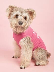 1件“我爱爸爸”宠物衣服，夏季透气可爱狗狗/猫咪背心，薄款面料，适合贵宾犬、斗牛犬等犬种。 - 玫紅色 - 查看 5