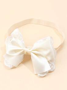 2pcs Baby Bow & Flower Decor Polyester Headband Love Valentine - Beige - View 4