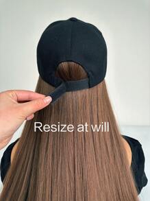 black brown large size Straight Synthetic Wig With Cap 22inch - Brown - View 5