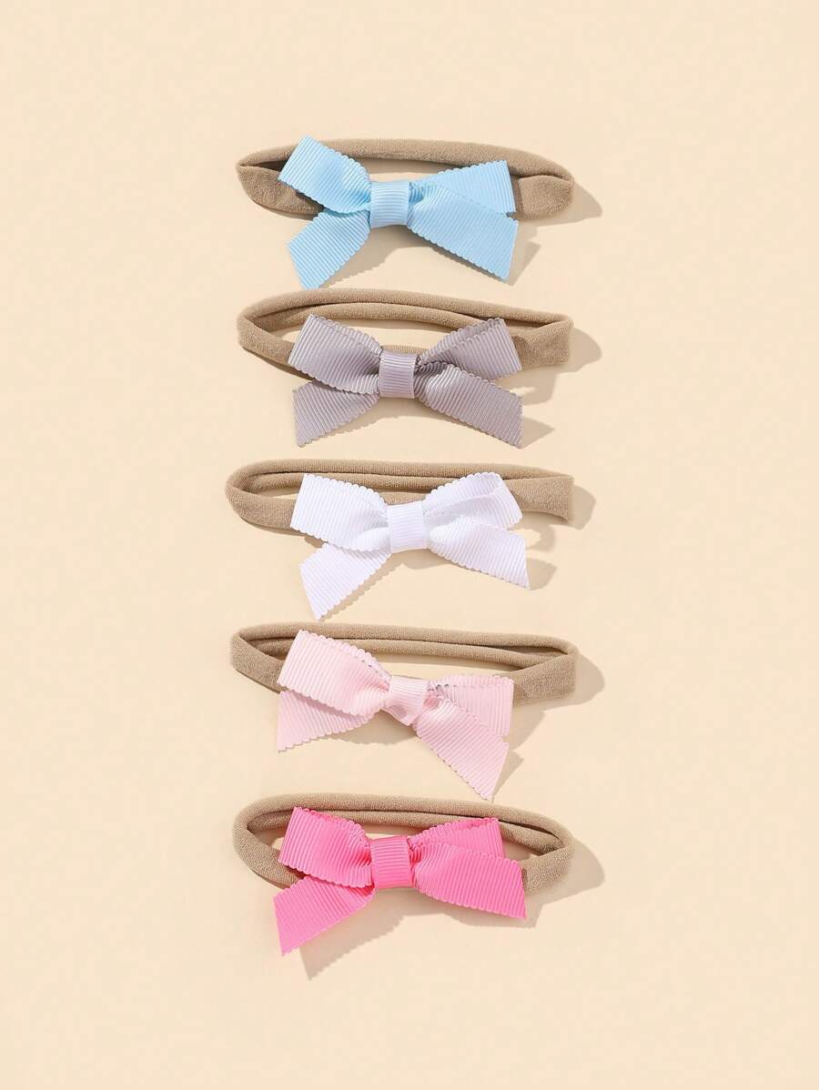 5pcs Baby Bow Decor Polyester Headband - Multicolor - View 1