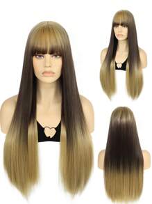 長款直筒人造假髮帶劉海 - 彩色 - 查看 1