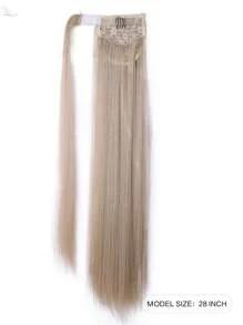 28Inch Synthetic Ponytail Extensions Wrap Around Ponytail With Unique Pocket Natural Straight Hair For Women Girls - Multicolor - View 2