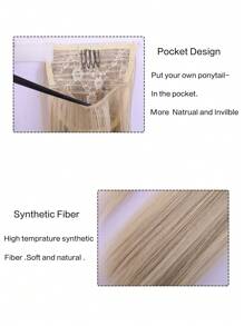 28Inch Synthetic Ponytail Extensions Wrap Around Ponytail With Unique Pocket Natural Straight Hair For Women Girls - Multicolor - View 5